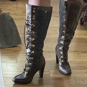 MICHAEL Michael Kors Dark Brown Quilted Heeled Boots